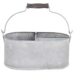 Oud Zink Ovale Kist 3 Vakken S